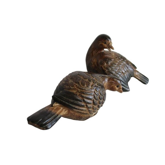 *Ceramic Brown Dove Pair Matte Glaze Finish Japan Paper Label - Picture 4 of 7
